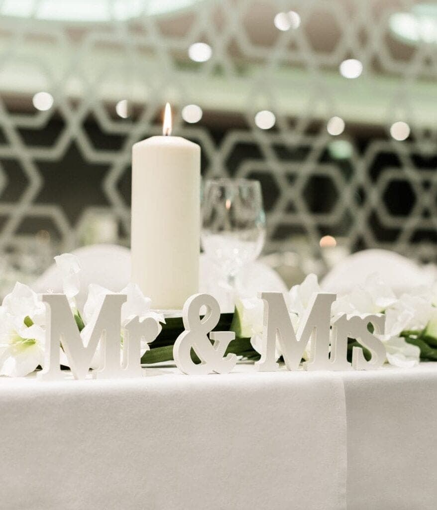 The Place Hotel ballroom set for a wedding